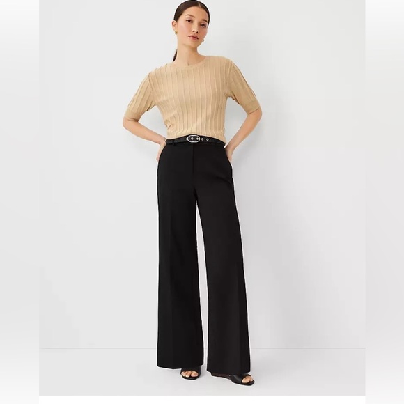 NEW $129 ANN TAYLOR The Wide leg pant Black sz 12 - Picture 1 of 3